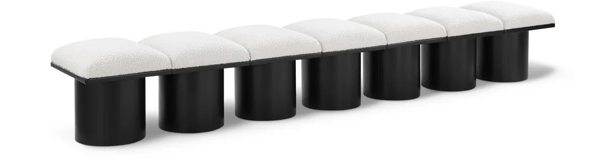 Pavilion - 108.5" 7 Piece Modular Bench With Black Base - Cream