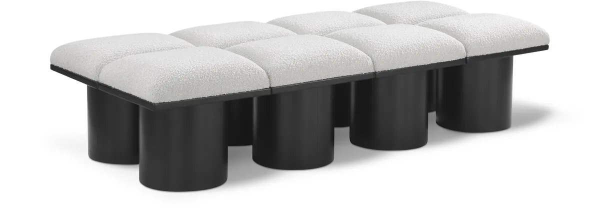 Pavilion - 72" 8 Piece Modular Bench With Black Base - Cream