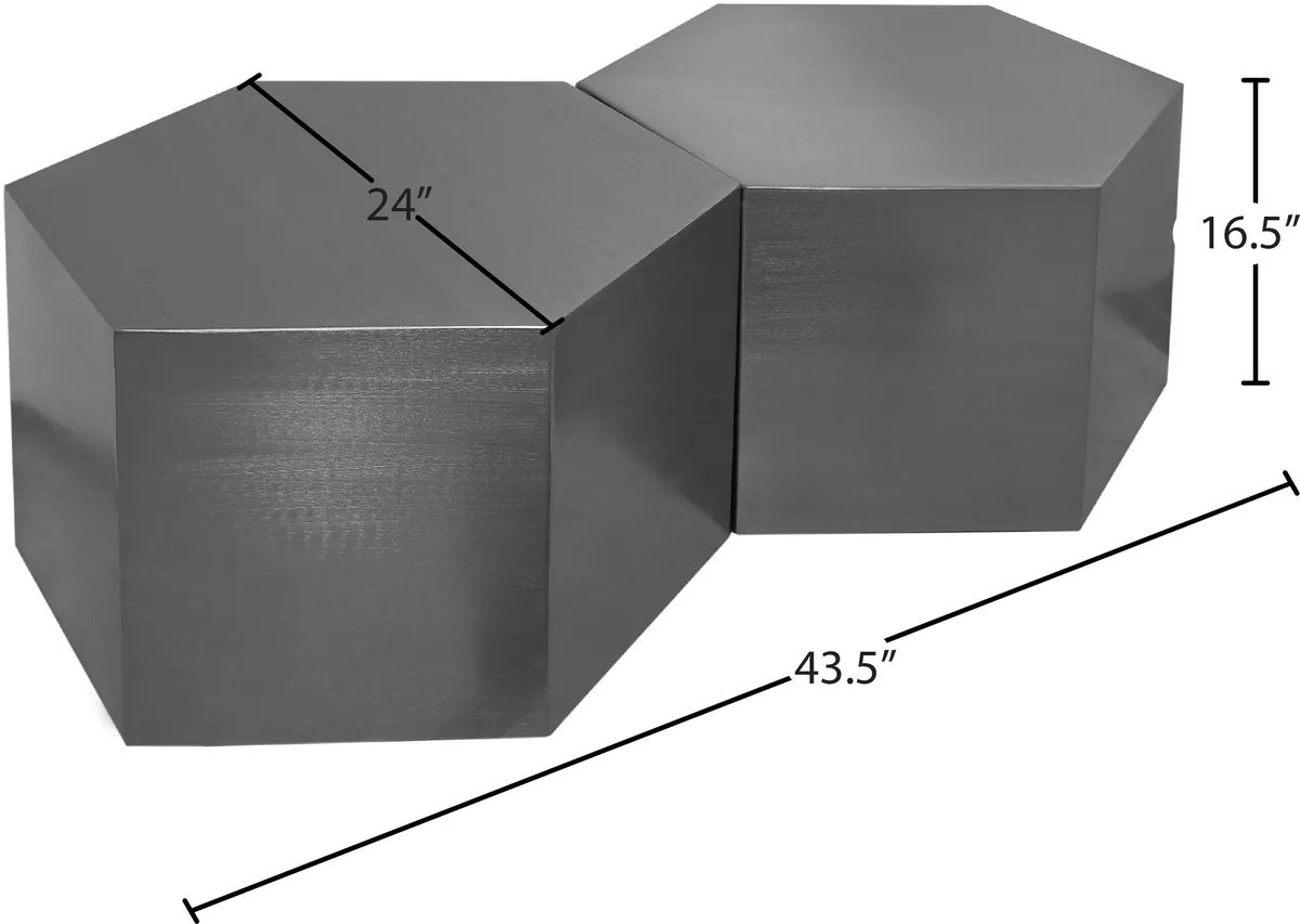 Hexagon - Coffee Table Modular Shape 2 Piece - Pearl Silver