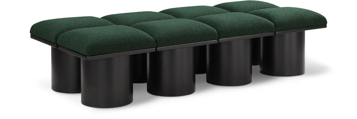 Pavilion - 72" 8 Piece Modular Bench With Black Base - Green
