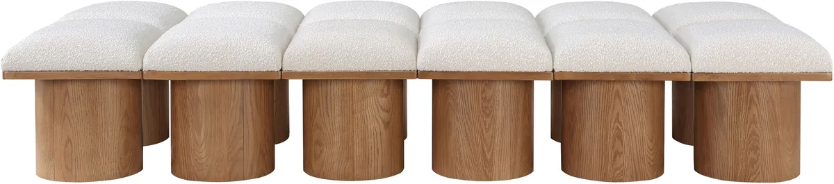 Pavilion - 93" 12 Piece Modular Bench With Brown Base - Cream - View 2