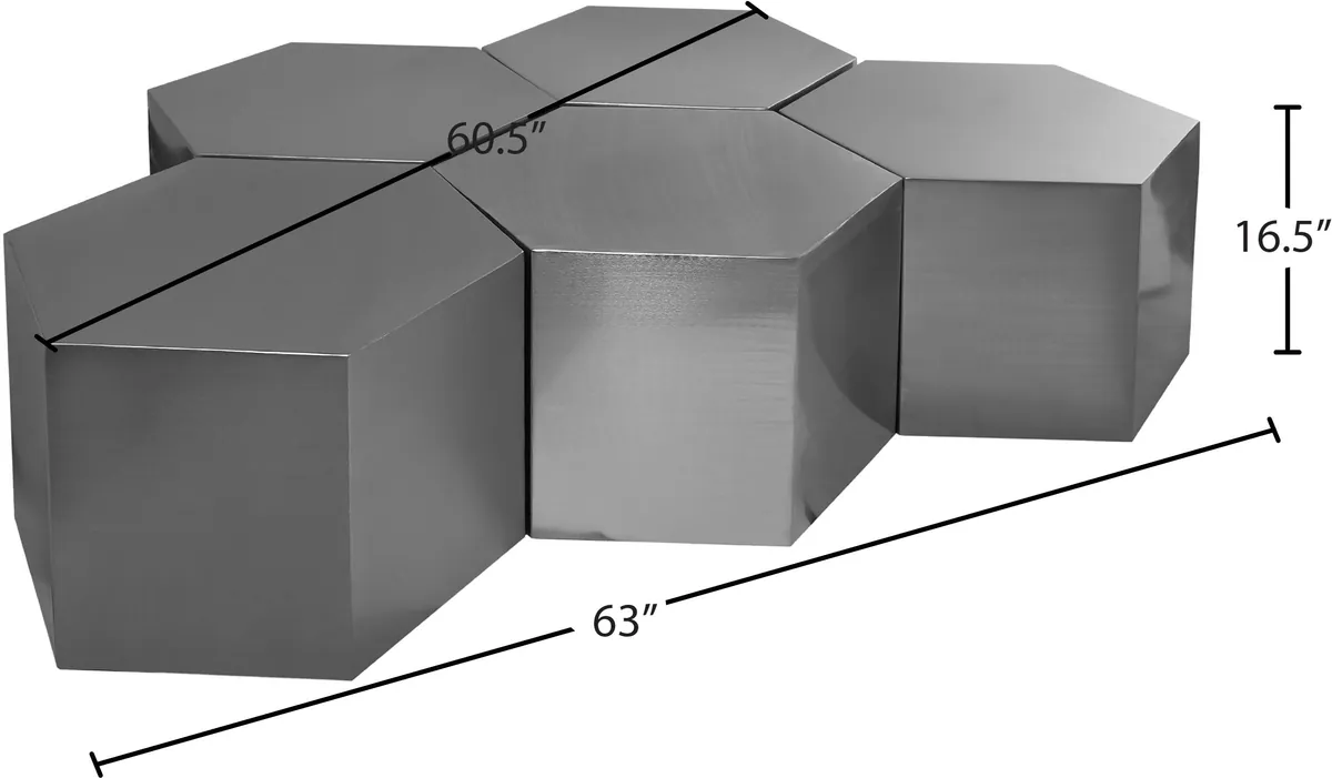 Hexagon - Coffee Table Modular Shape 5 Piece - Pearl Silver
