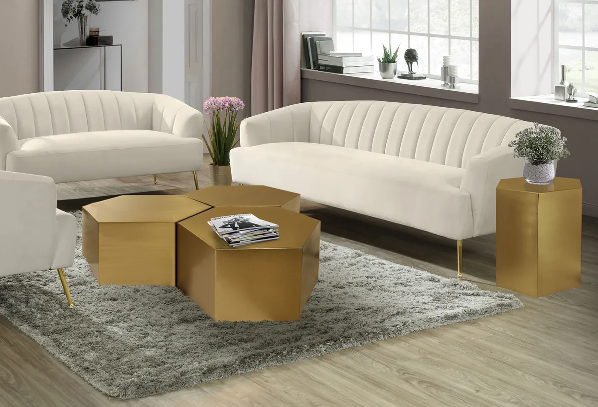 Hexagon - Coffee Table Modular Shape 3 Piece - Gold - View 2
