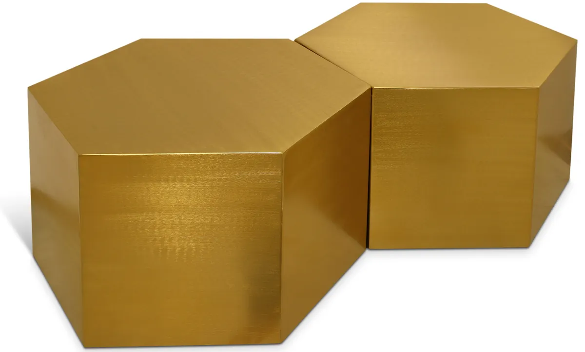 Hexagon - Coffee Table Modular Shape 2 Piece - Gold