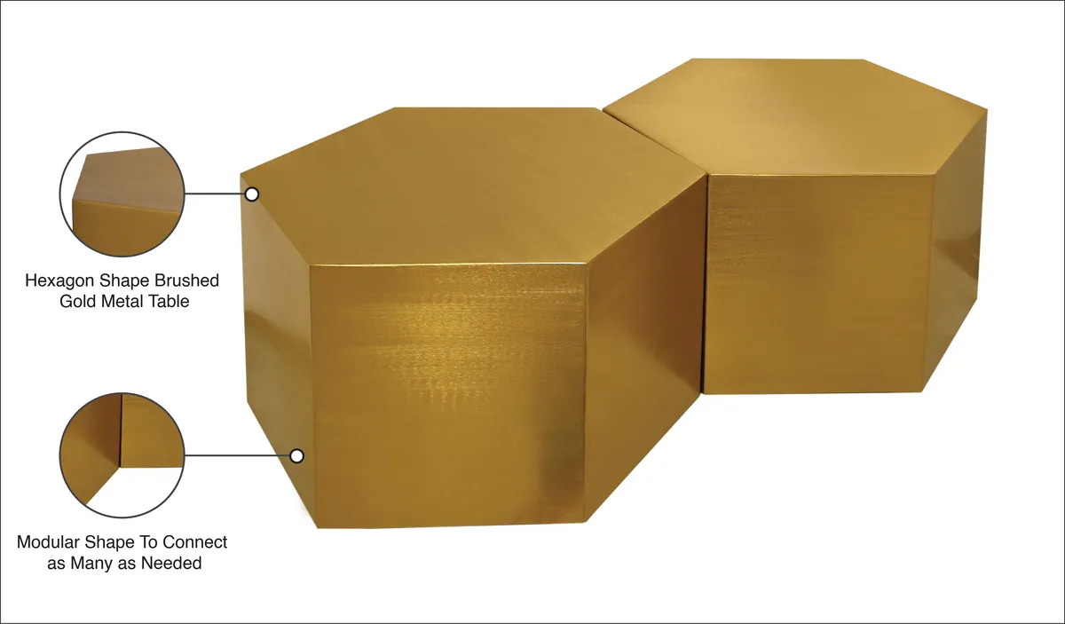 Hexagon - Coffee Table Modular Shape 2 Piece - Gold