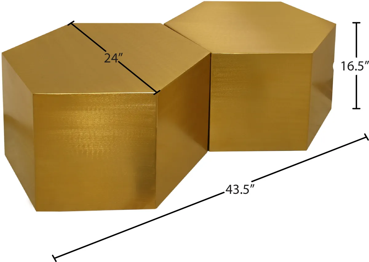 Hexagon - Coffee Table Modular Shape 2 Piece - Gold