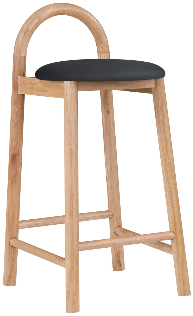 Calvin - Stool With Natural Base - Black