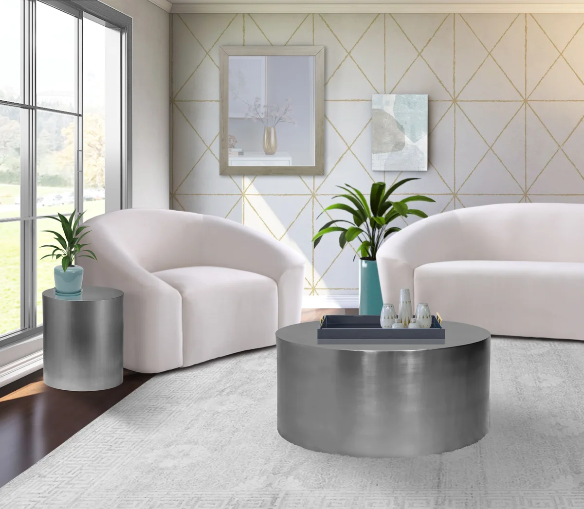 Cylinder - Coffee Table - Pearl Silver