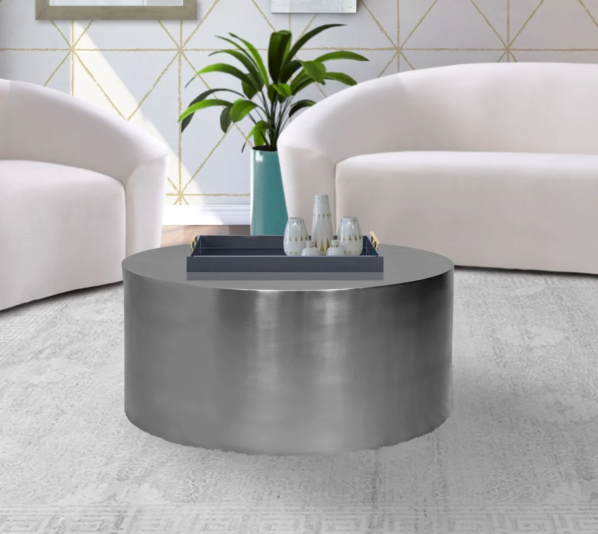 Cylinder - Coffee Table - Pearl Silver - View 2