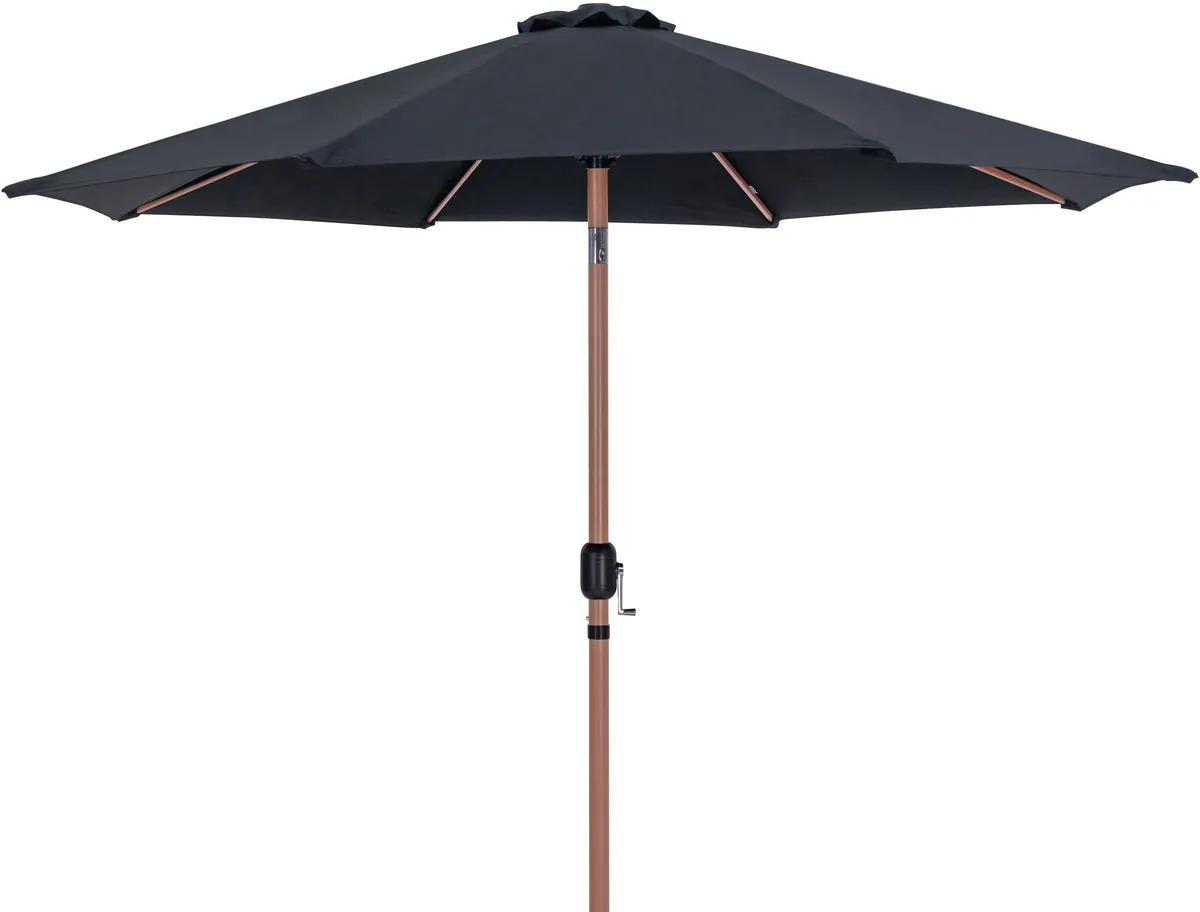 Fiji - Aluminum Patio Umbrella With Square White And Teak Base - Black - View 2
