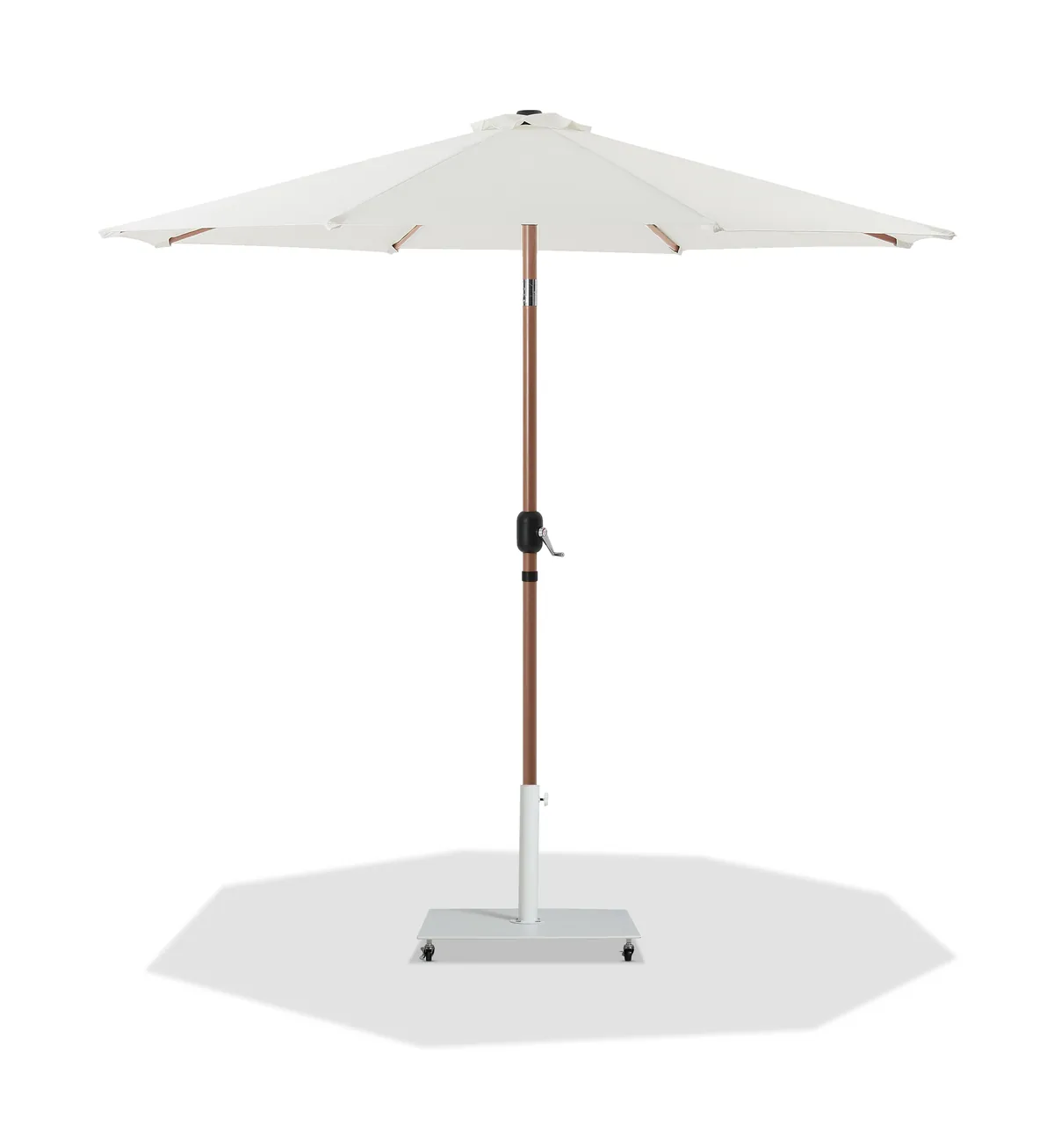 Fiji - Aluminum Patio Umbrella With Square White And Teak Base - White