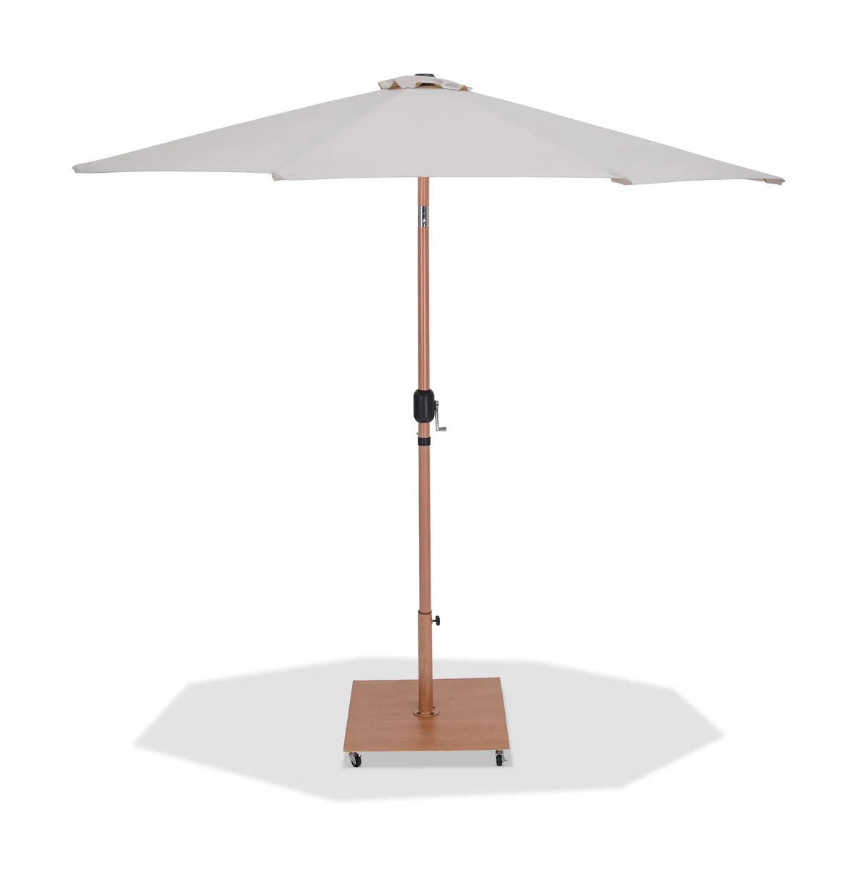 Fiji - Aluminum Patio Umbrella With Square Teak Base - Beige