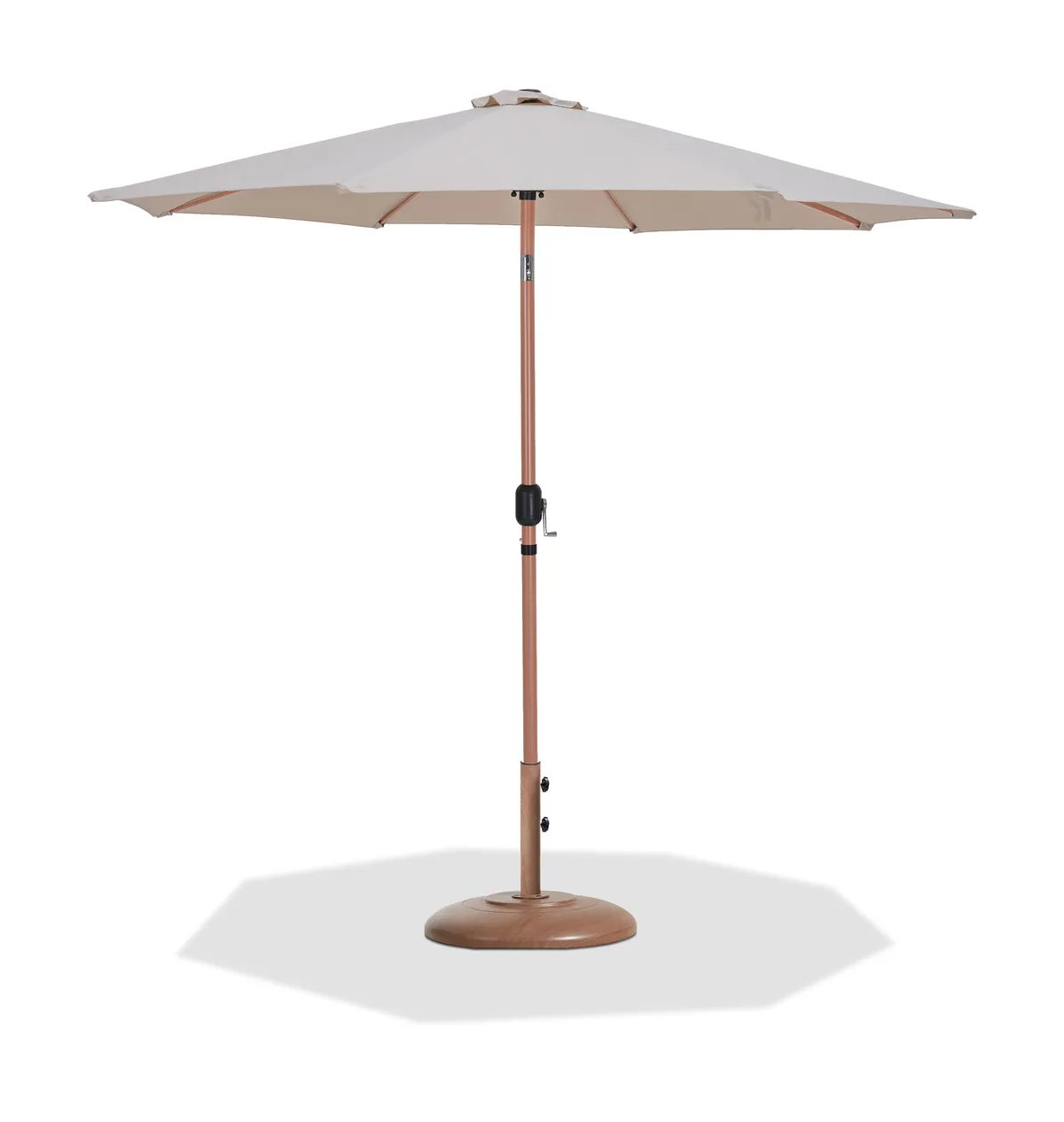 Fiji - Aluminum Patio Umbrella With Round Teak Base - Beige
