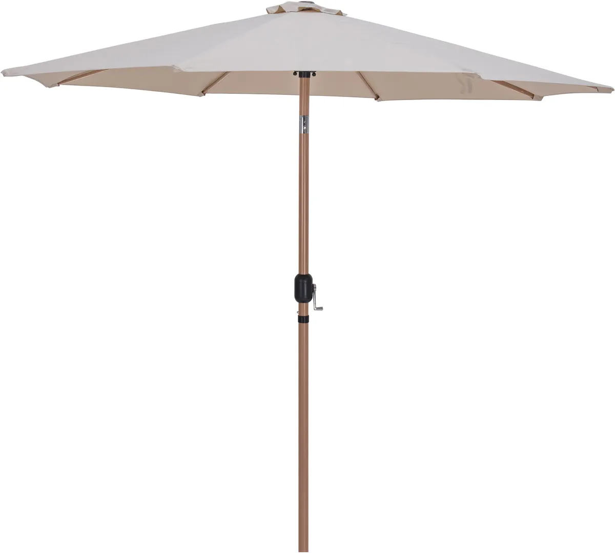 Fiji - Aluminum Patio Umbrella With Round Teak Base - Beige - View 2