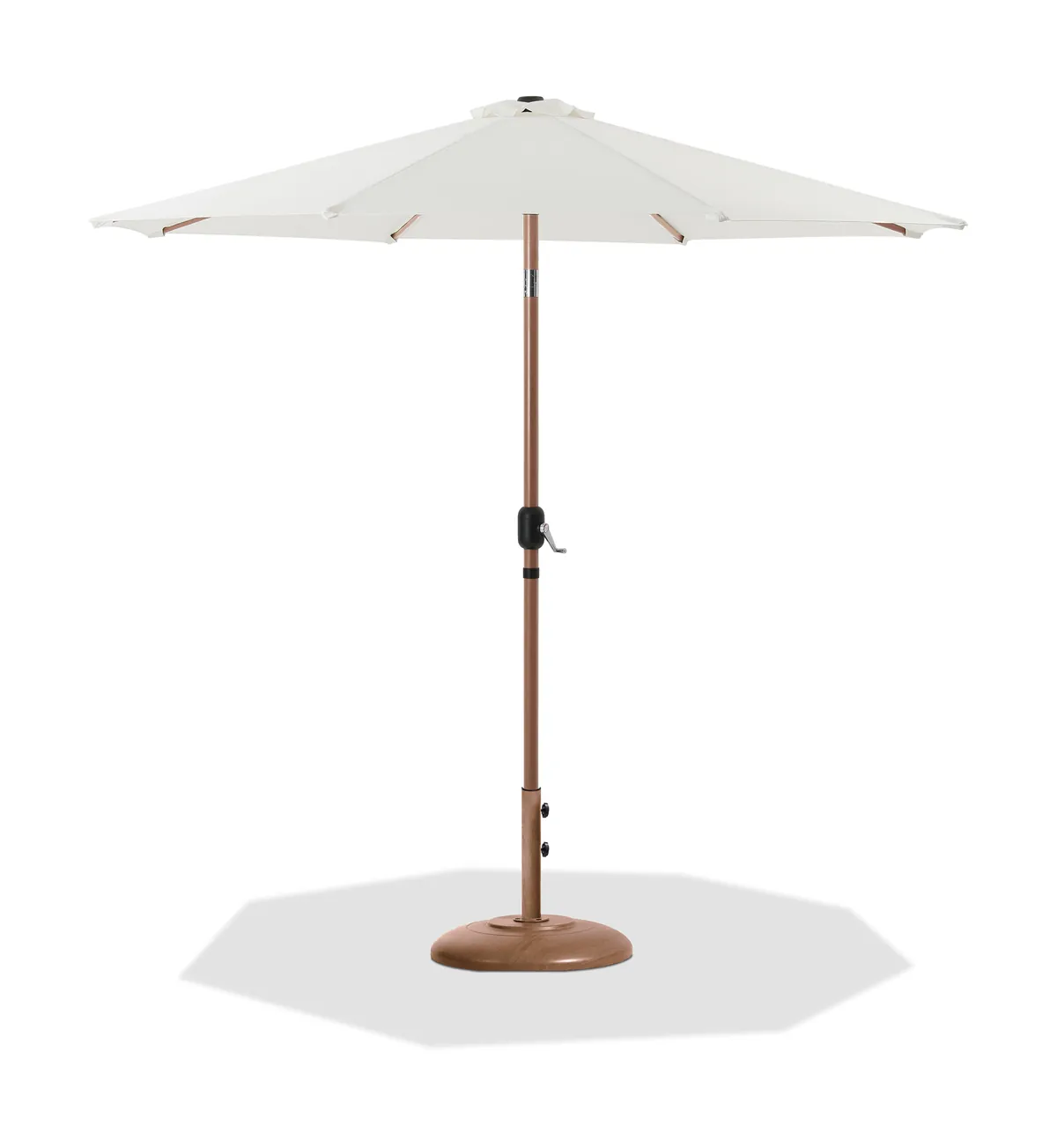 Fiji - Aluminum Patio Umbrella With Round Teak Base - White