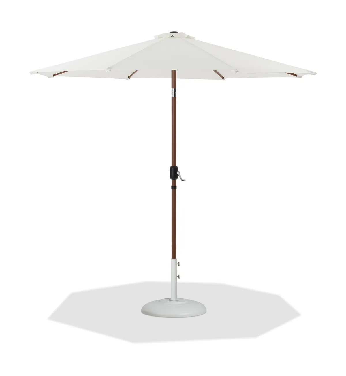 Fiji - Aluminum Patio Umbrella With Round White And Teak Base - White