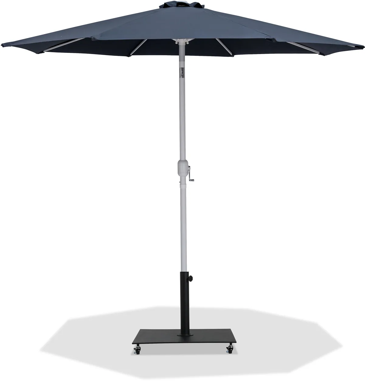 Fiji - Aluminum Patio Umbrella With Square Black And White Base - Gray