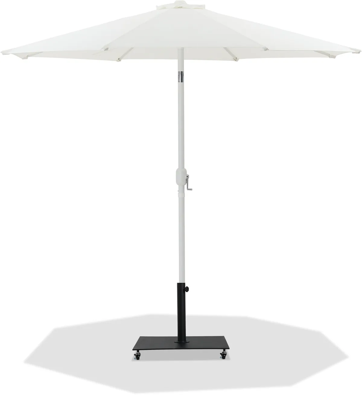 Fiji - Aluminum Patio Umbrella With Square Black And White Base - White