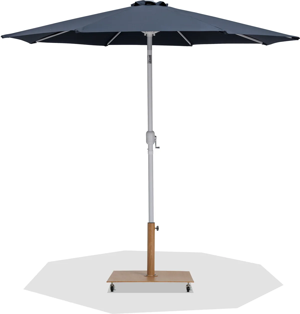 Fiji - Aluminum Patio Umbrella With Square Teak And White Base - Gray
