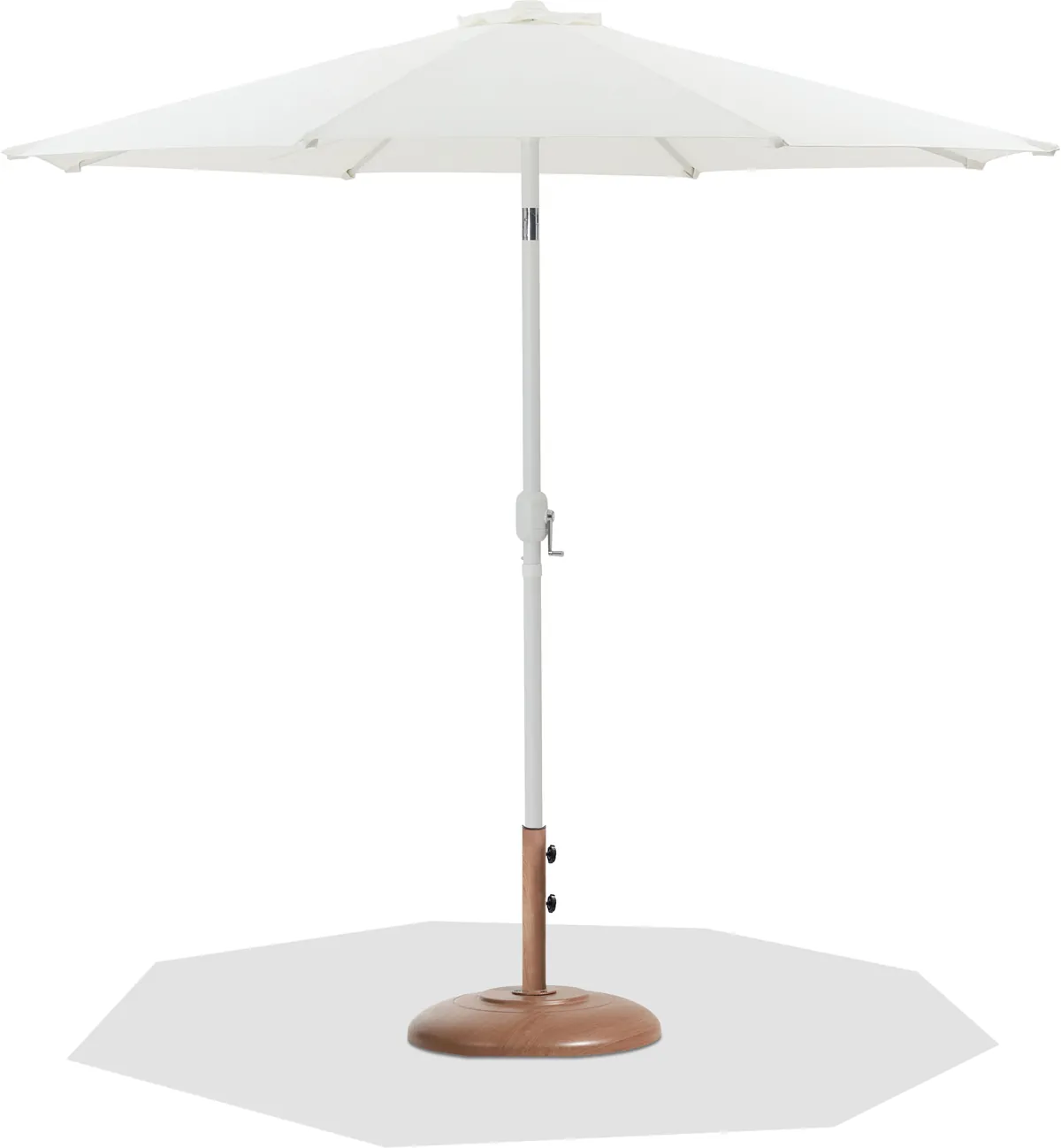 Fiji - Aluminum Patio Umbrella With Round Teak And White Base - White