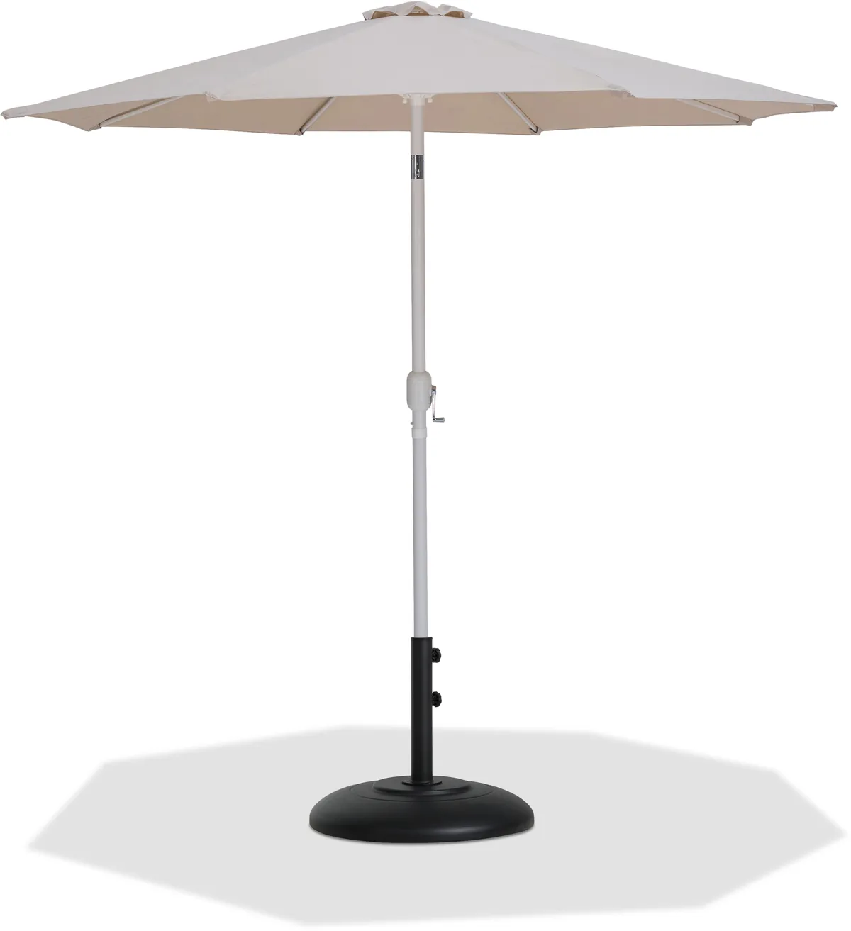 Fiji - Aluminum Patio Umbrella With Round Black And White Base - Beige