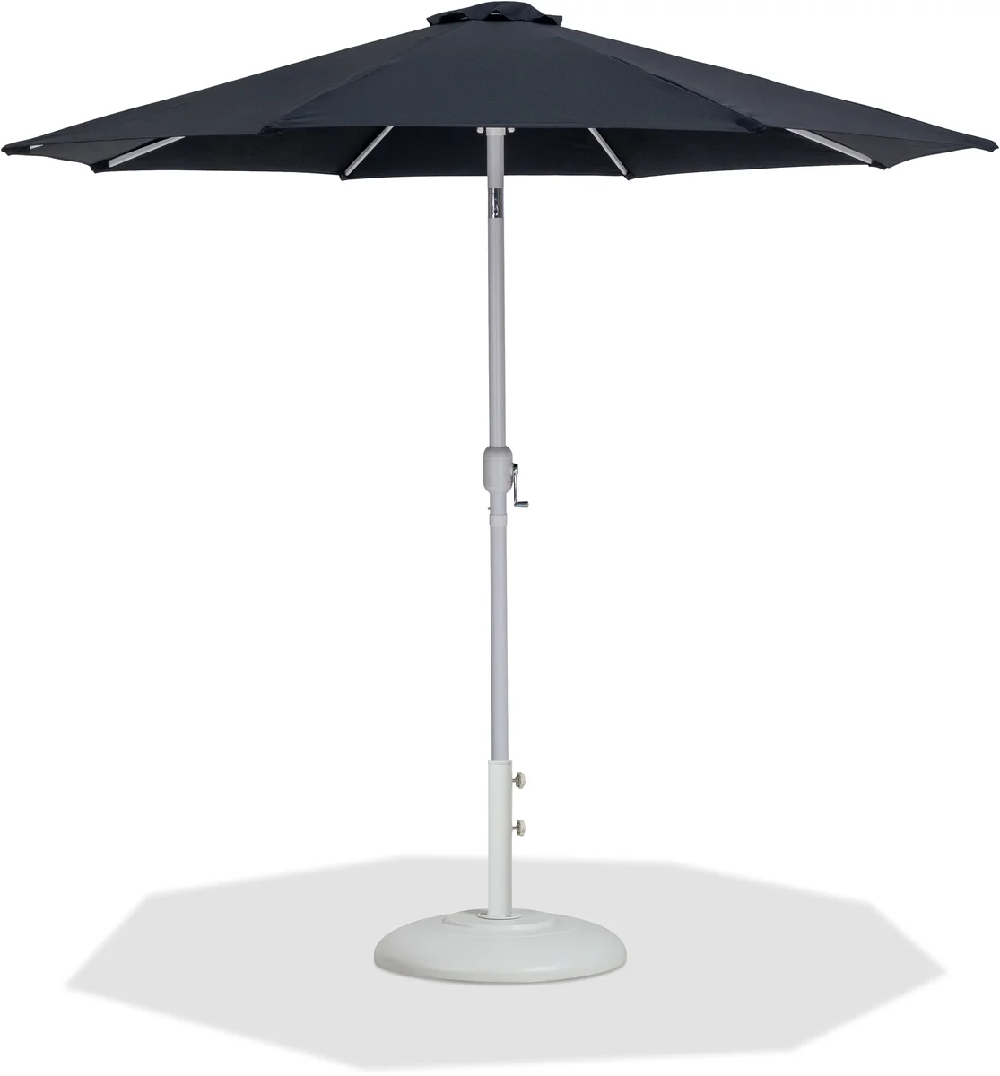 Fiji - Aluminum Patio Umbrella With Round White Base - Black