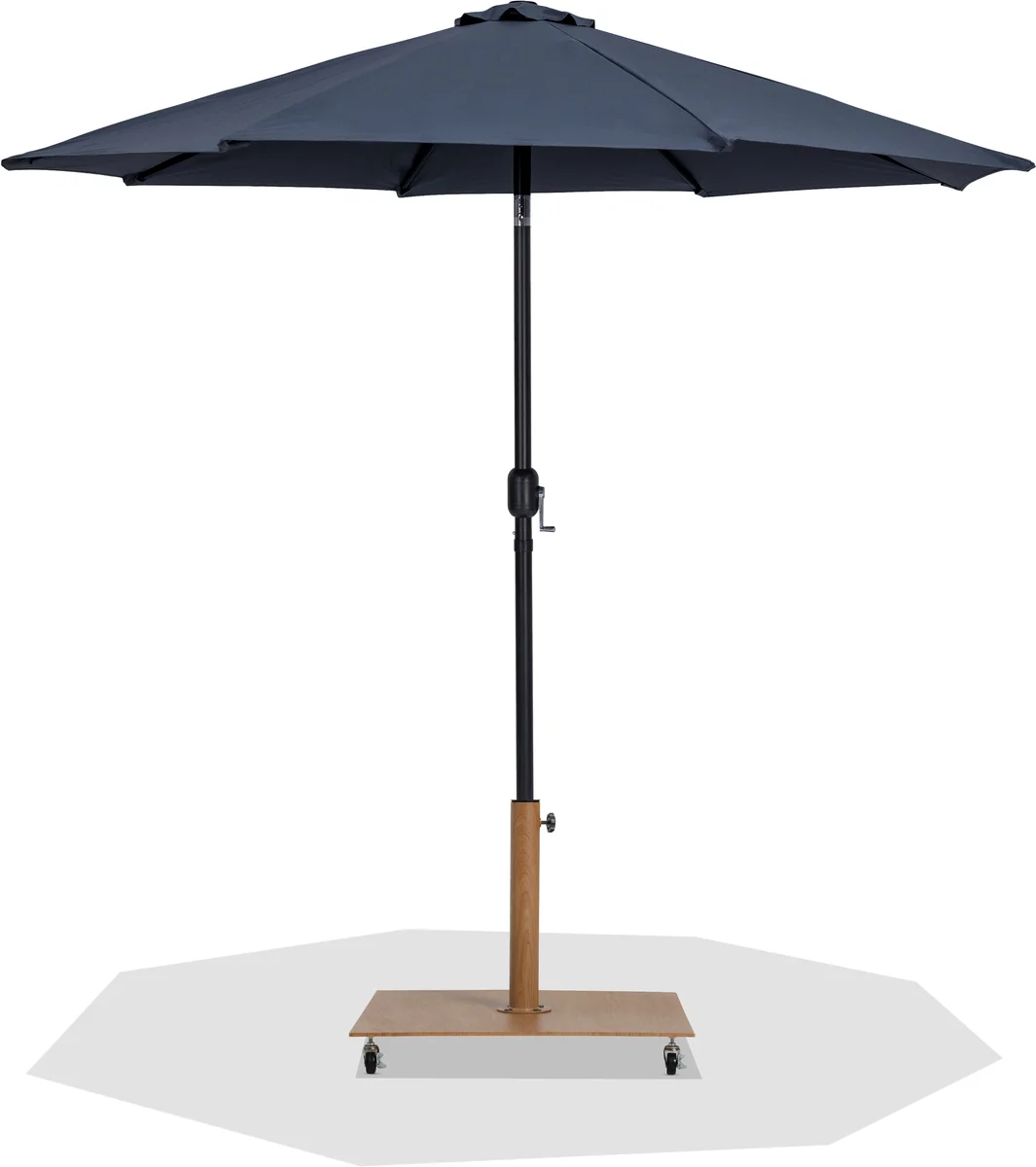 Fiji - Aluminum Patio Umbrella With Square Teak And Black Base - Gray