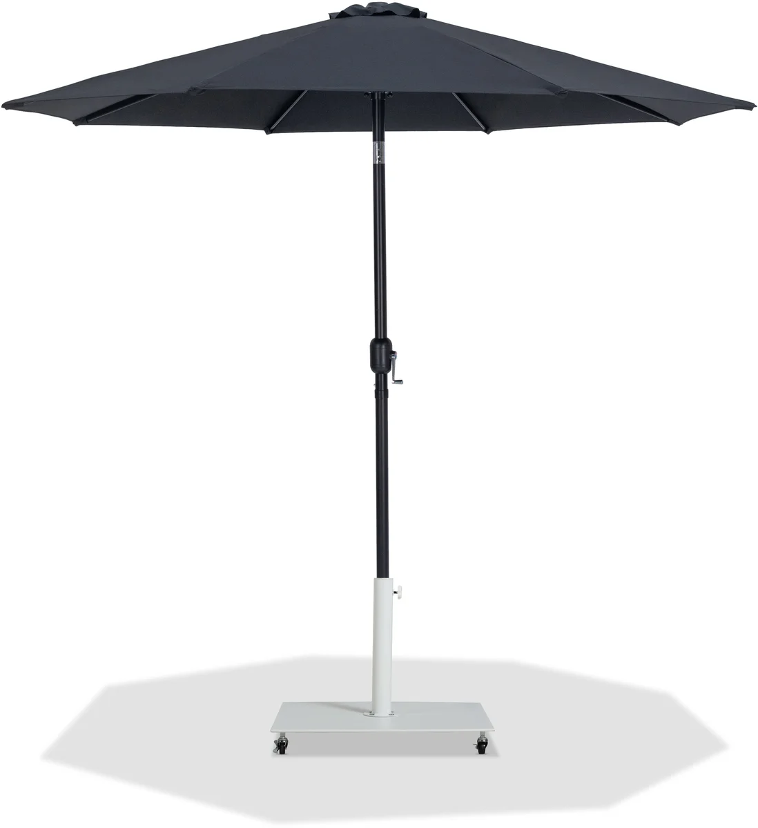 Fiji - Aluminum Patio Umbrella With Square White And Black Base - Black