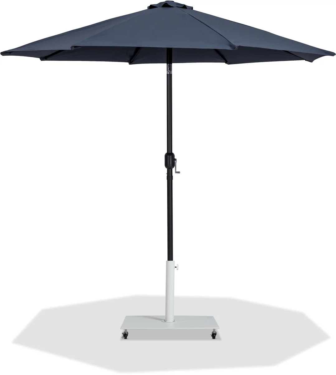 Fiji - Aluminum Patio Umbrella With Square White And Black Base - Gray
