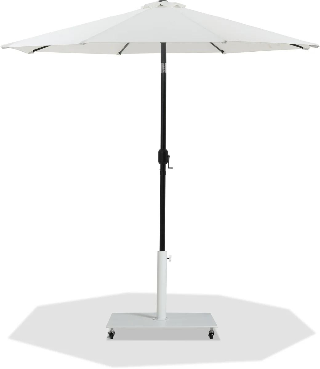Fiji - Aluminum Patio Umbrella With Square White And Black Base - White