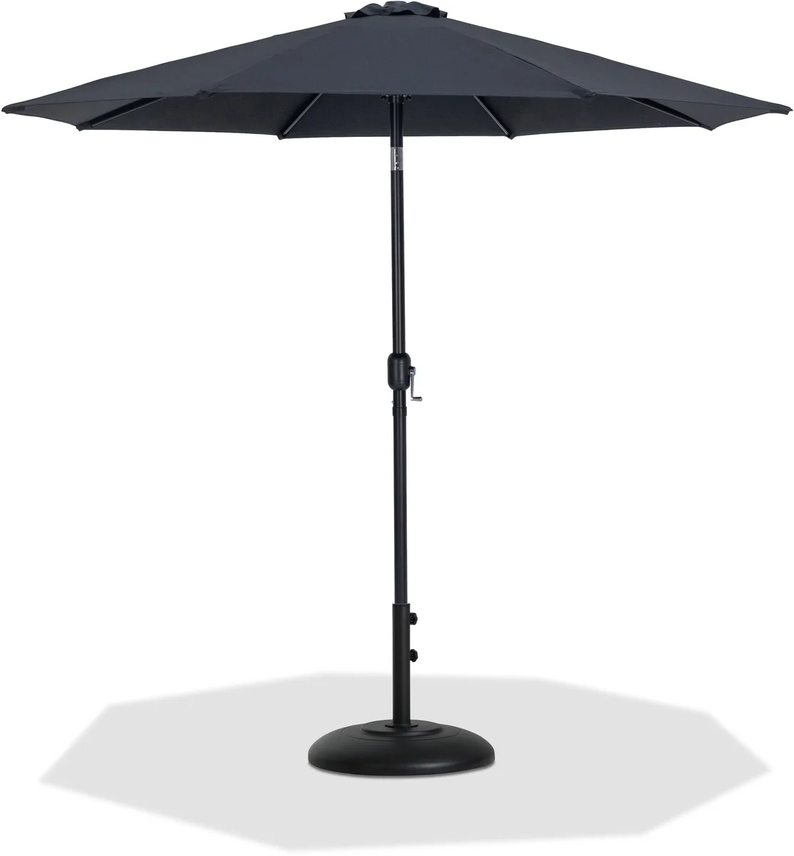 Fiji - Aluminum Patio Umbrella With Round Black Base - Black