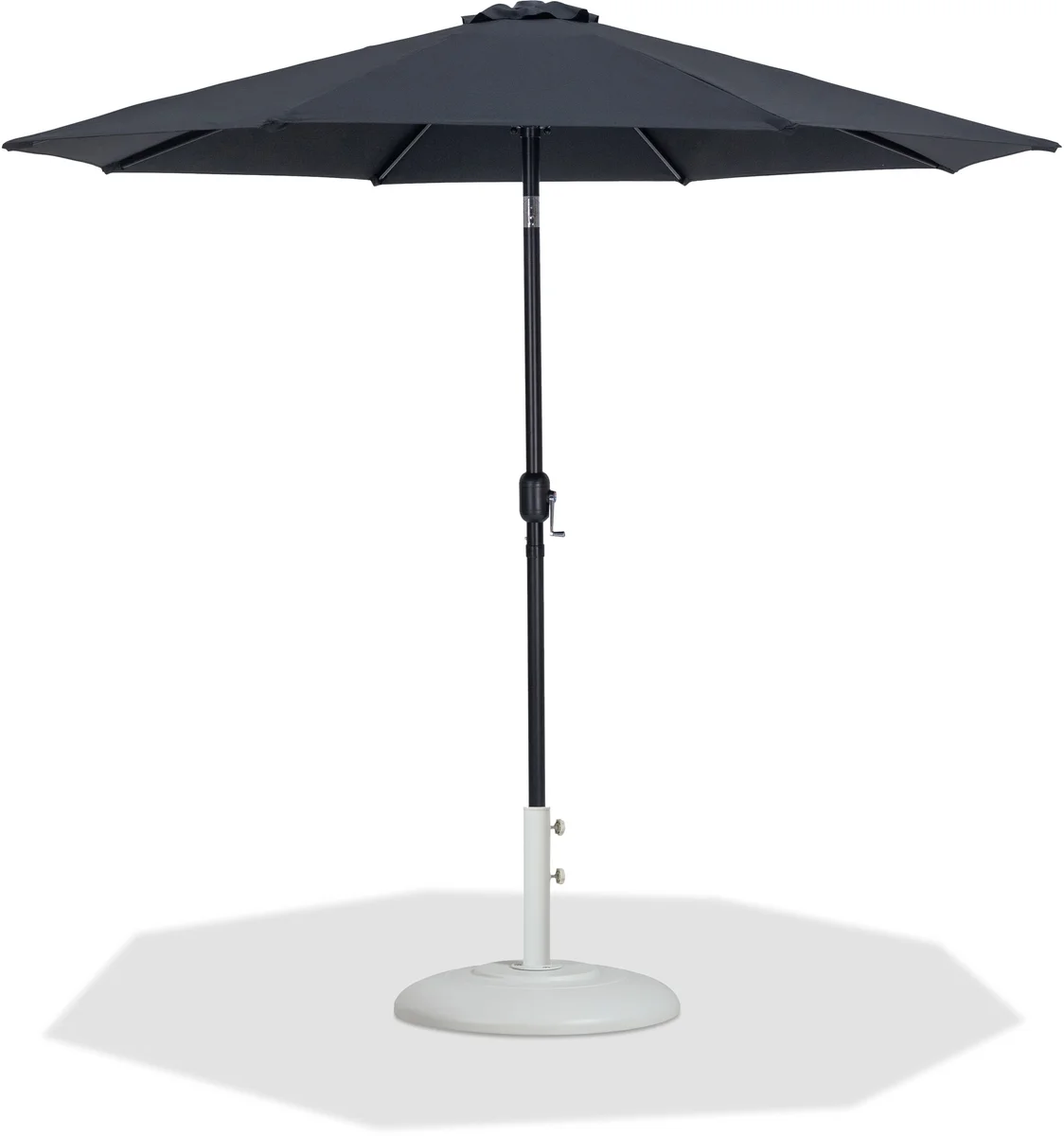 Fiji - Aluminum Patio Umbrella With Round White And Black Base - Black