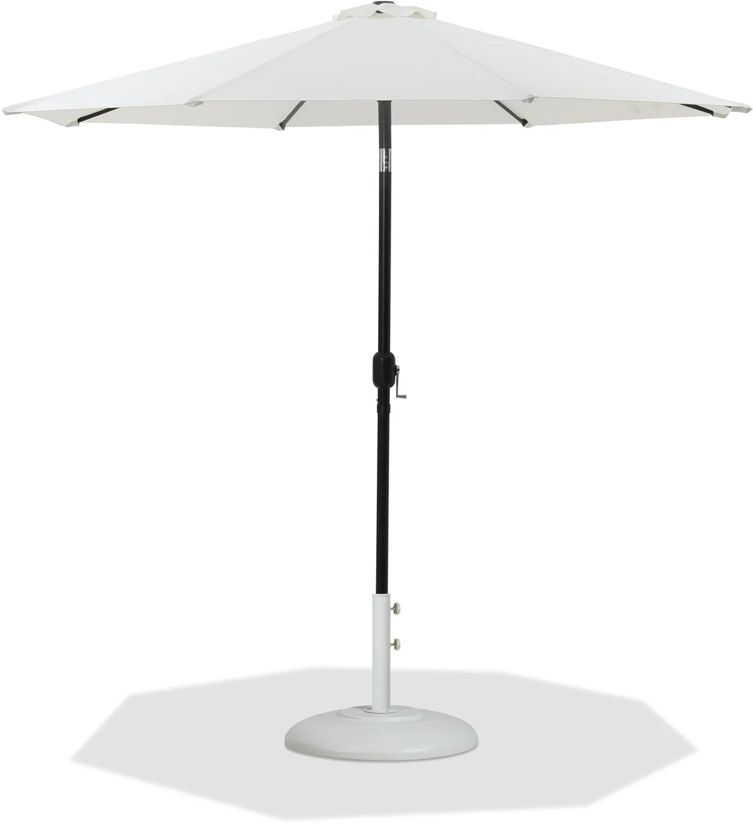 Fiji - Aluminum Patio Umbrella With Round White And Black Base - White