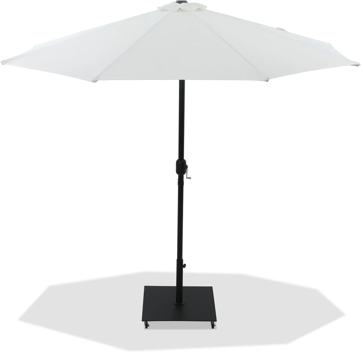 Fiji - Aluminum Patio Umbrella With Square Black Base - White