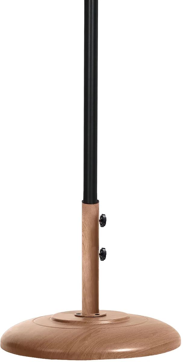 Fiji - Aluminum Patio Umbrella With Round Teak And Black Base - Beige - View 2