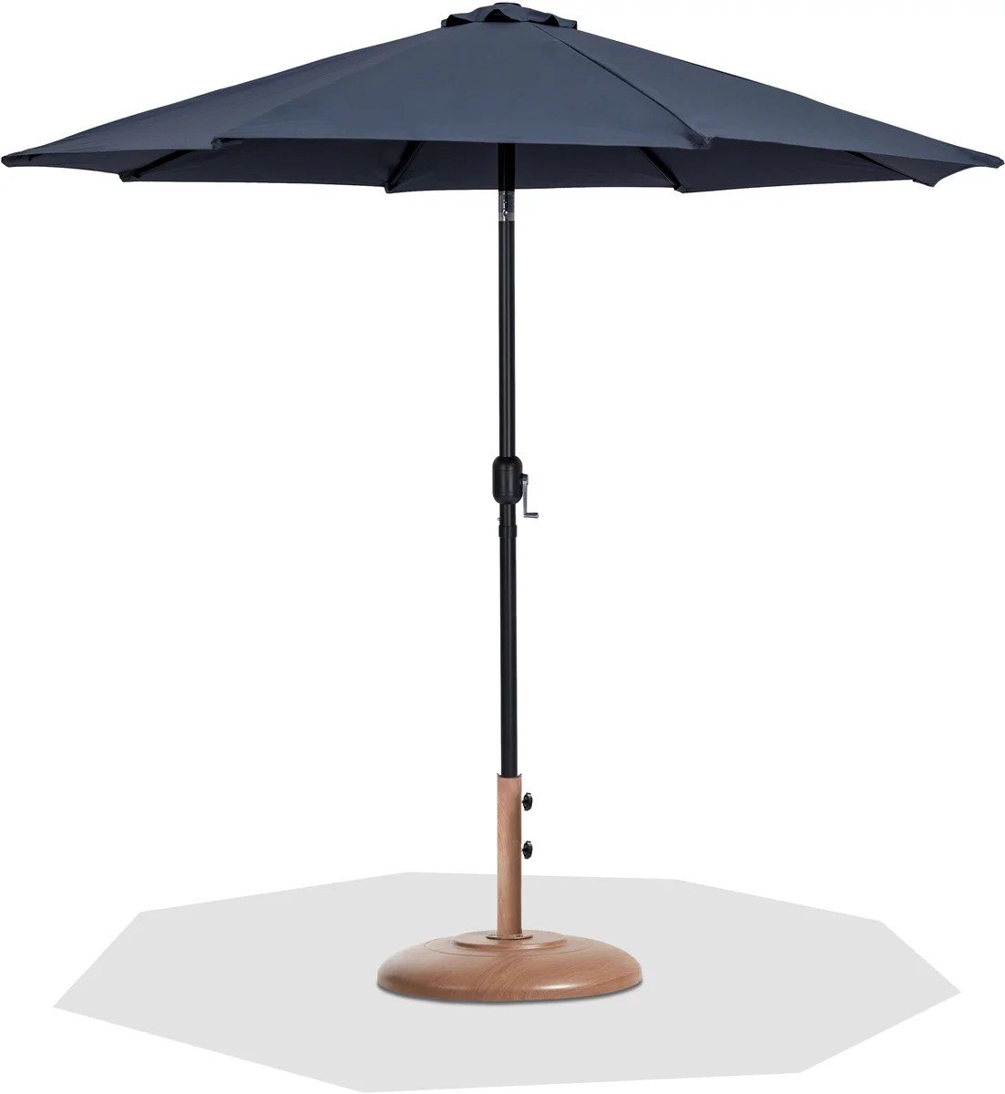 Fiji - Aluminum Patio Umbrella With Round Teak And Black Base - Gray