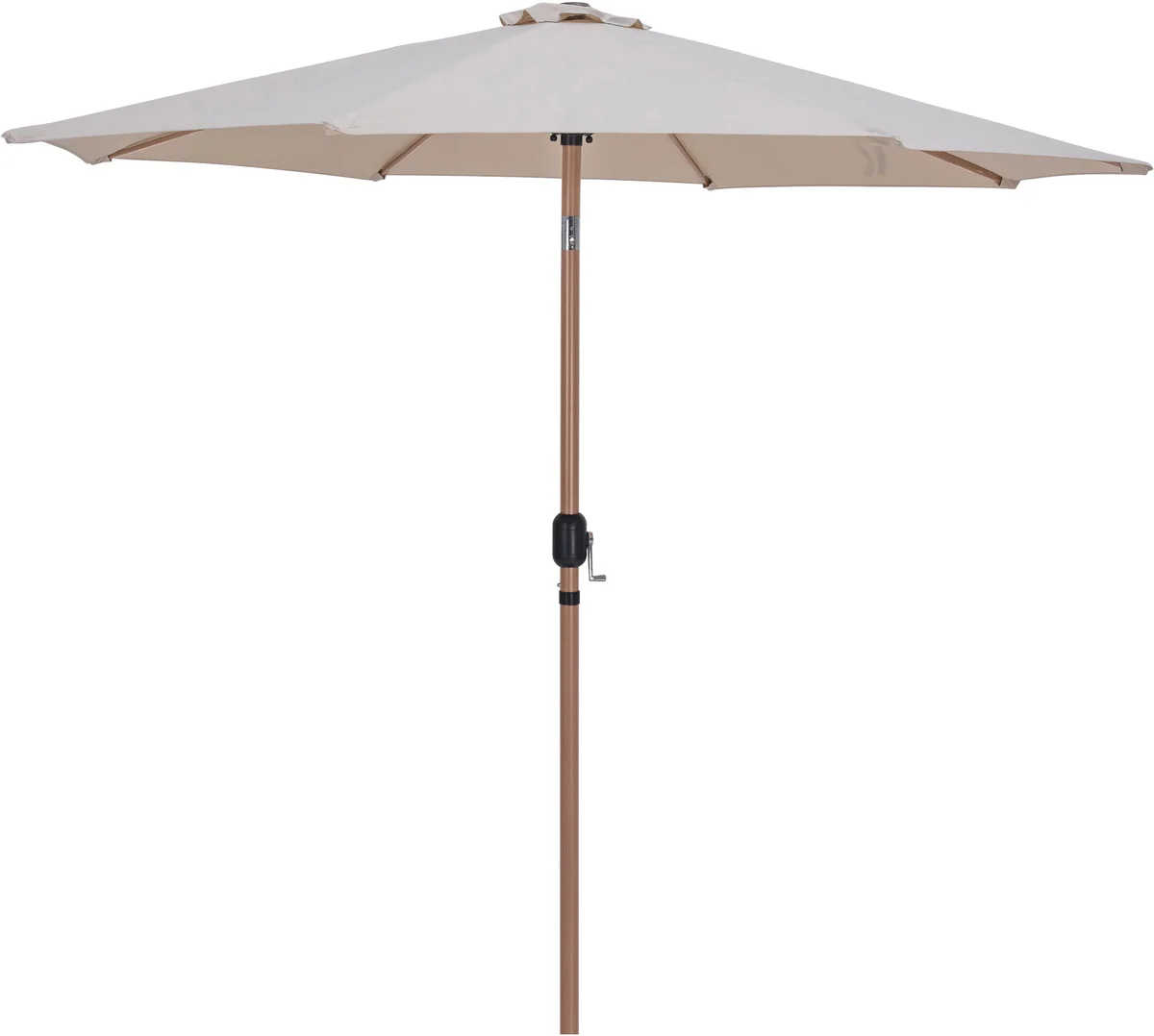 Amalfi - Fabric With Cream Piping Aluminum Patio Umbrella with Base - Beige / Teak - View 2
