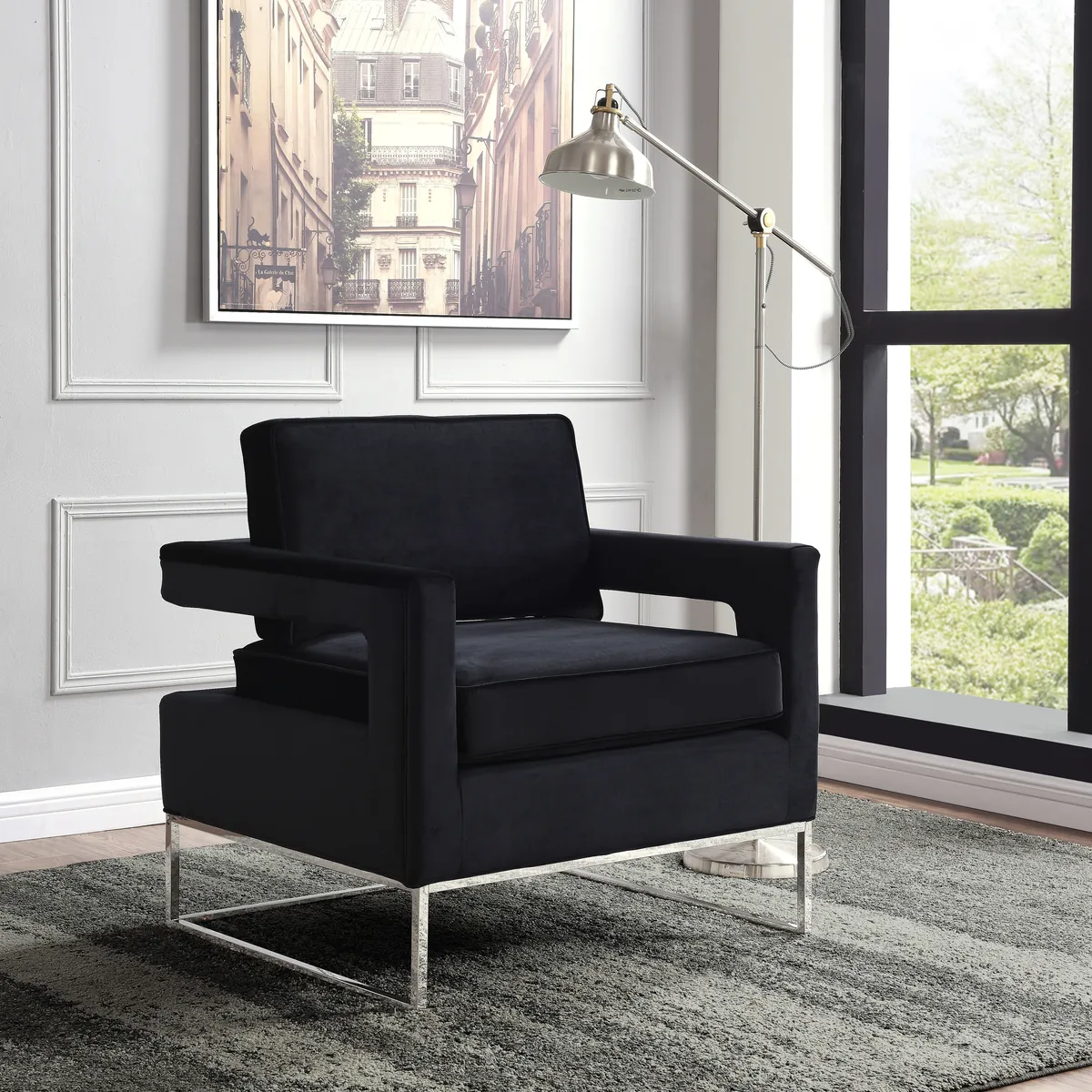 Noah - Accent Chair - Black - Fabric - View 2