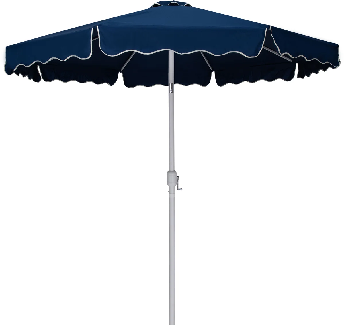 Amalfi - Fabric With Cream Piping Aluminum Patio Umbrella With White Base / White Pole - Navy - View 2