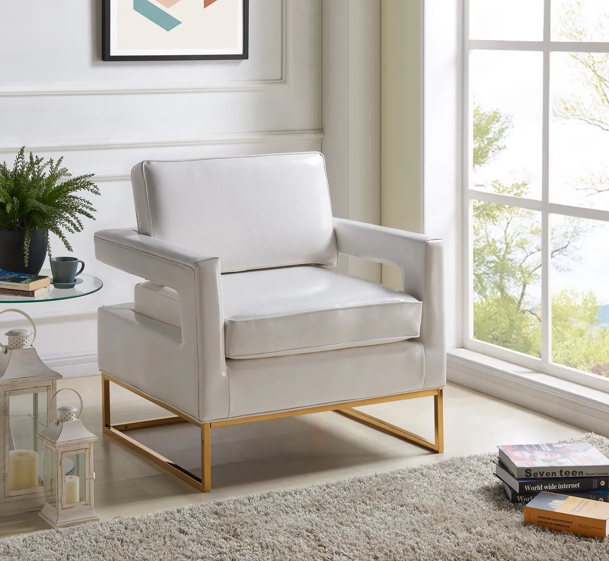 Amelia - Accent Chair - White - View 2