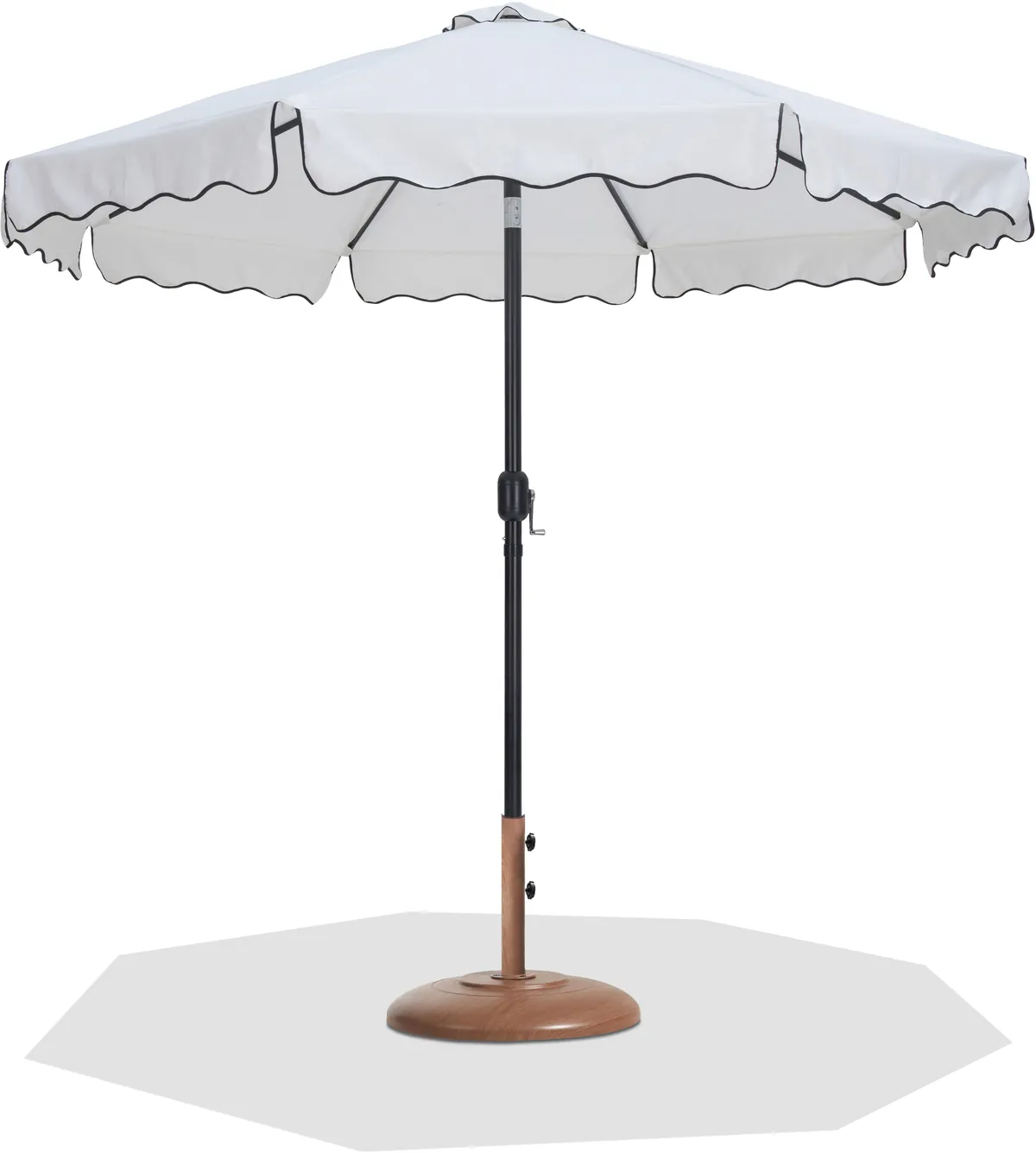 Amalfi - Aluminum Patio Umbrella with Base - White / Teak