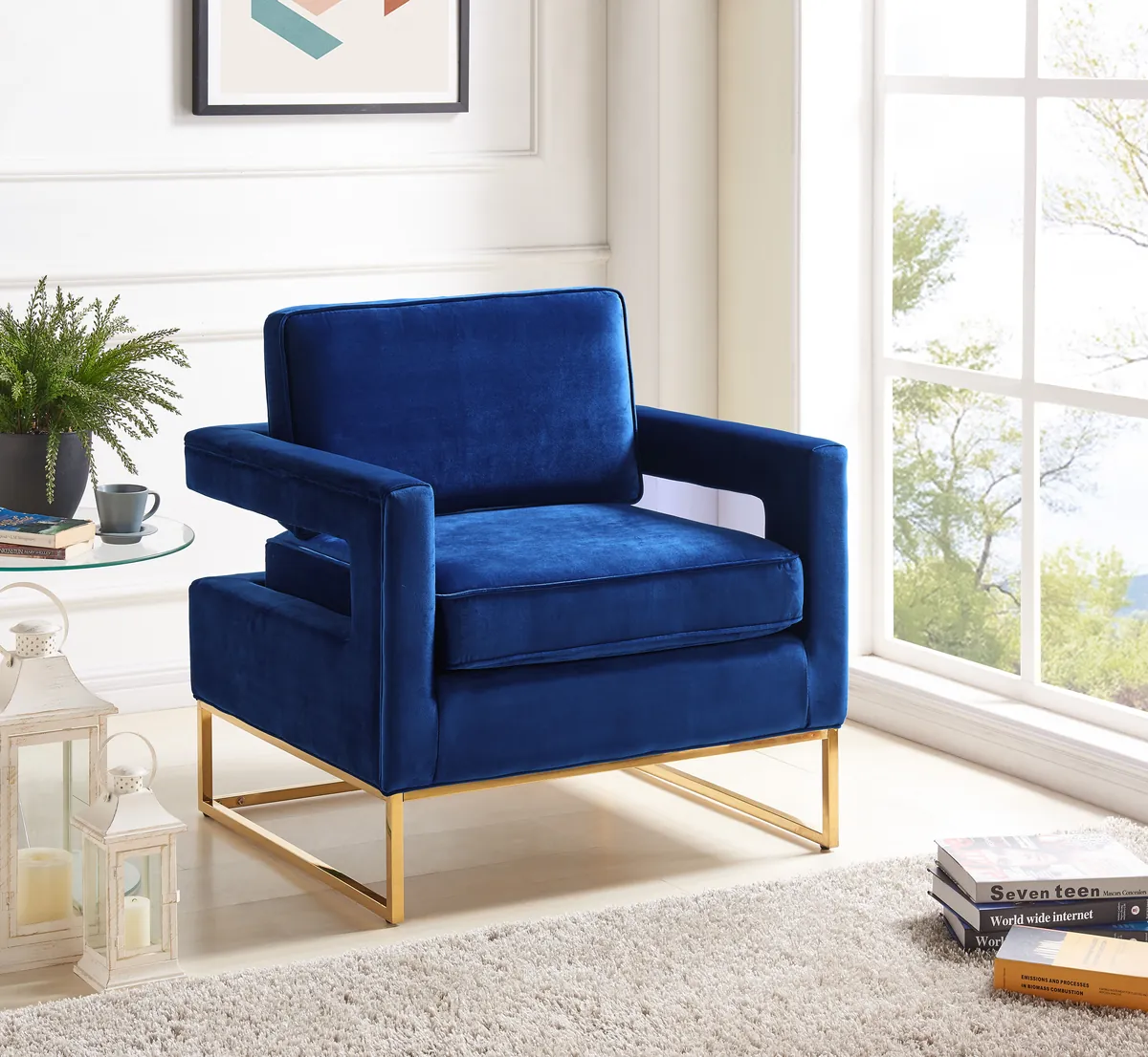 Noah - Accent Chair - Navy - View 2