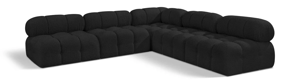 Ames - 5 Piece Fabric Modular Corner Sectional - Black