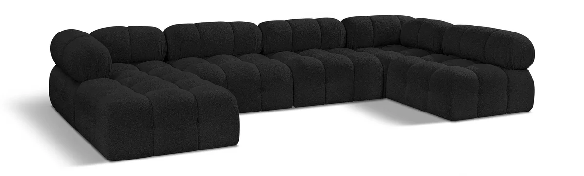 Ames - 6 Piece Modular U-Shaped Sectional - Black