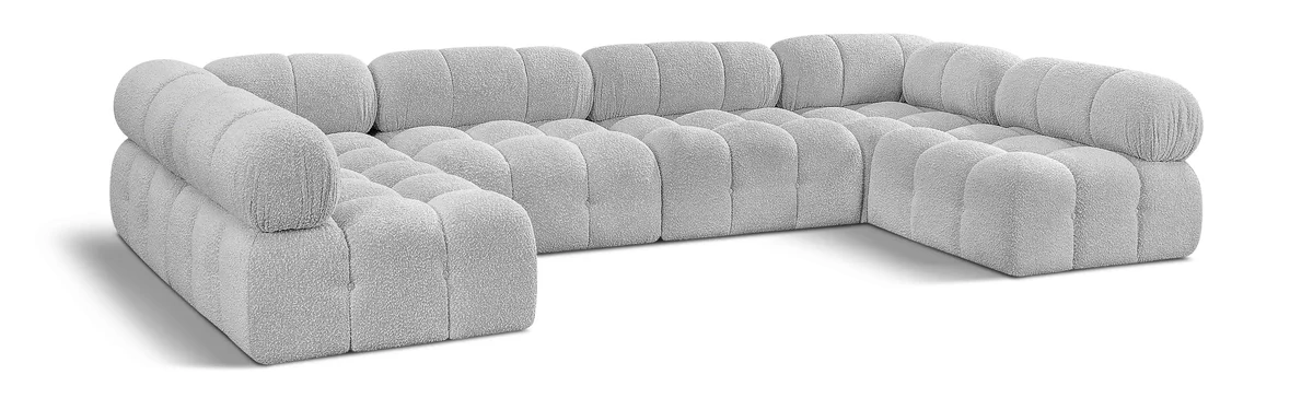 Ames - 6 Piece Fabric Modular Sectional - Gray