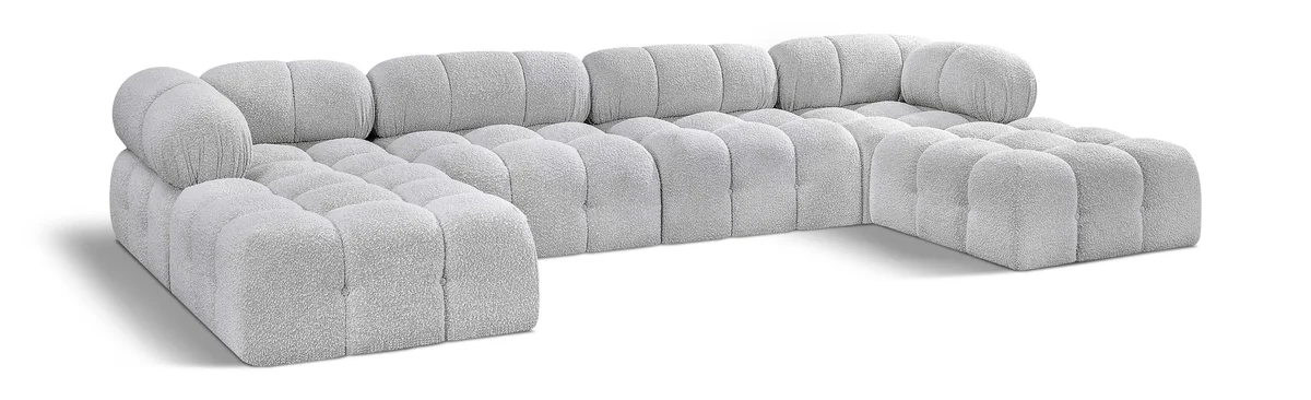 Ames - 6 Piece Fabric Modular U-Shaped Sectional - Gray