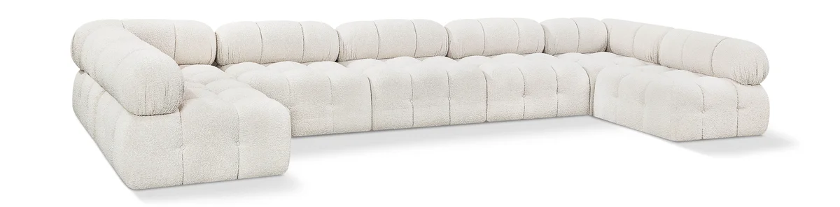 Ames - 7 Piece Boucle Fabric Modular Sectional - Cream