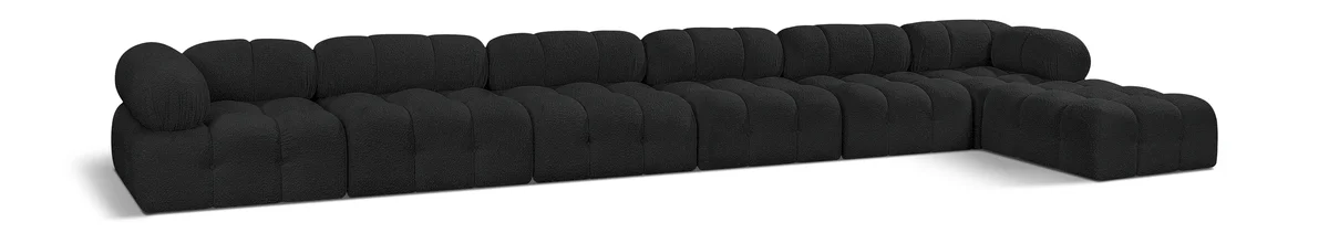 Ames - 7 Piece Boucle Fabric Modular L-Shaped Sectional - Black