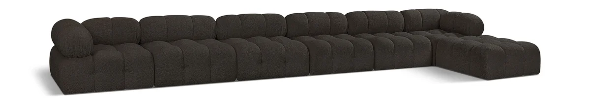 Ames - 7 Piece Boucle Fabric Modular L-Shaped Sectional - Brown
