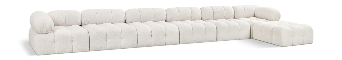 Ames - 7 Piece Boucle Fabric Modular L-Shaped Sectional - Cream